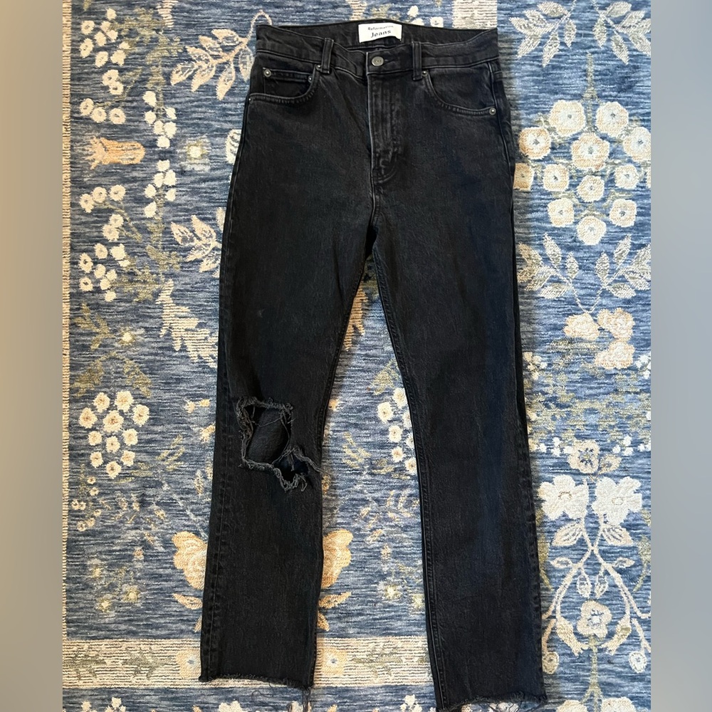 Reformation Faded Black Destroyed Jean